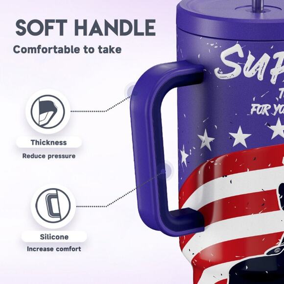 Meoky 40 oz Tumbler with straw Memorial Day Collection in the color Glory, NIB - Picture 2 of 13